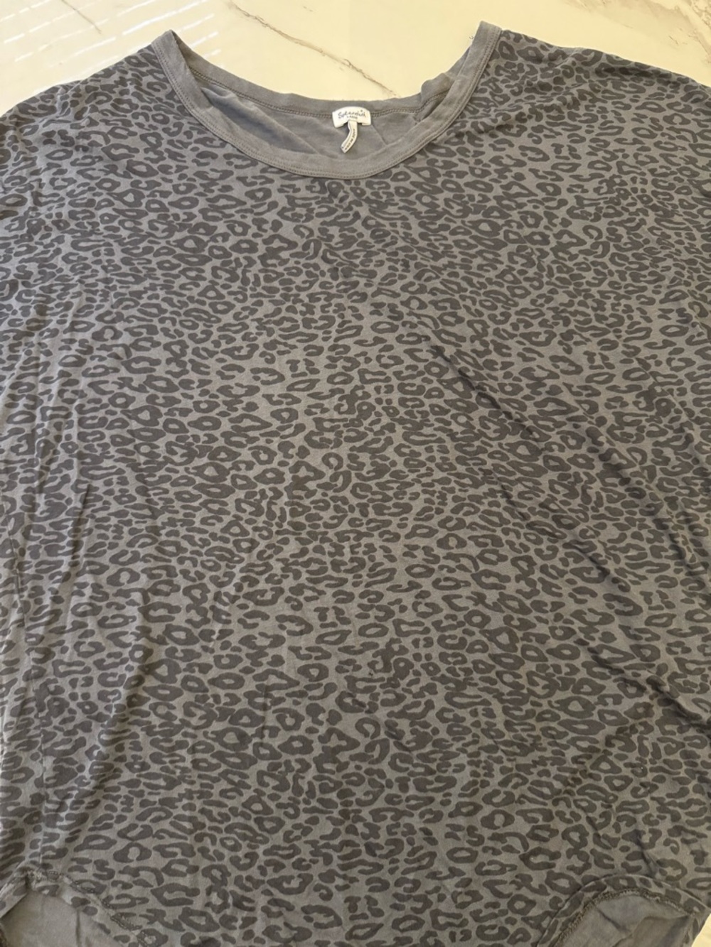 Splendid Gray Leopard Print Crewneck Top